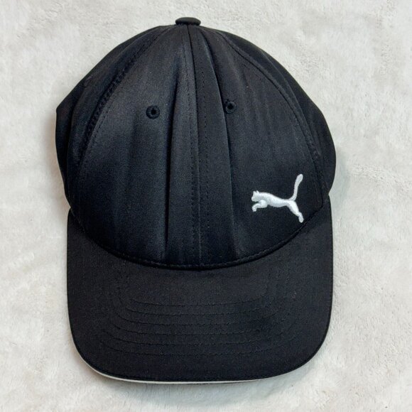 Puma FlexFit Baseball Cap Lightweight Stretch Embroidered Logo Black Mens S/M - Picture 1 of 8
